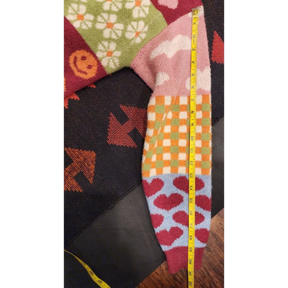 Debut Colorful Patchwork Cottage, Twee Cropped Cardigan 3 Button Debut Small - Picture 12 of 16